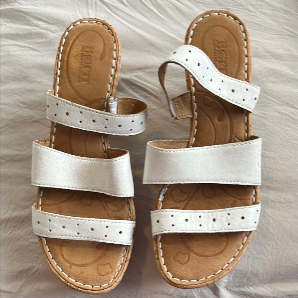 Born White Leather Sandals